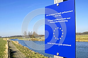European Union funded walkway along the river