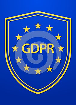 European Union General Data Protection Regulation illustration. Concept security technology with shield. EU GDPR symbol