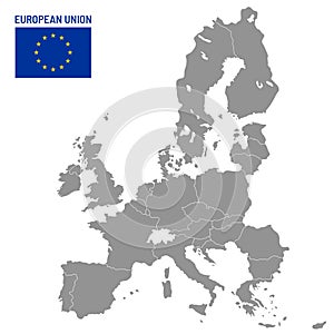 European Union map. EU member countries, europe country location travel maps vector illustration