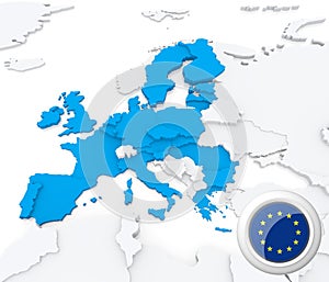 European union on map of Europe