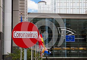 European Union parlament and Covid sign