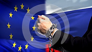 European Union sanctions Russia, chained arms, political or economic conflict photo