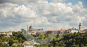 European village historical place with cathedral church and old living building in green park area environment summer time