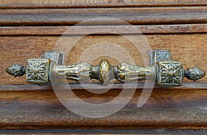 European Vintage old metal wrought iron door knocker. Design detail. Paris