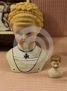European vintage toys - dolls porcelain dolls busts photo