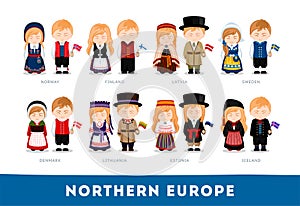 Europeans in national clothes. Northern Europe.