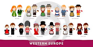 Europeans in national clothes. Western Europe.