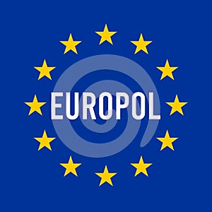 Europol sign with the European flag
