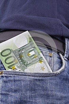 Euros (EUR) in a pocket.