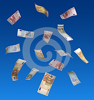 Euros floating in air