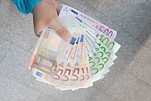 Euros Money,Euros Cash Banknote.Banknotes of the european union.euro bills of financial risk