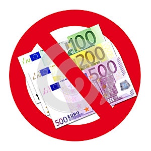 Euros in no entry sign photo