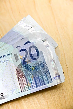 Euros on table