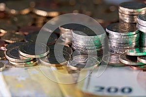 Euros on top of 200 Euro Banknotes