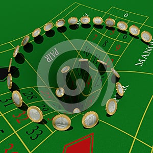 Euros vanish in roulette table photo
