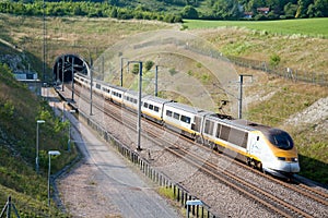 Eurostar emerging from Bluebell Hill photo