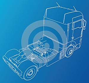 Eurotruck isolated on white background. Eurotrucks delivering vehicle layout for corporate brand identity design. Top