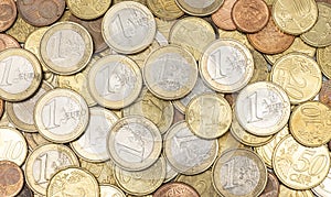 Eurozone coins, the euro is official currency of 19 of the 28 member states of the EU photo
