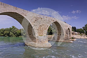 Eurymedon rocky bridge over the river near Aspendos, Pamphylia, Turkey