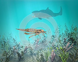 Eurypterus And Dunkleosteus In The Devonian Sea photo