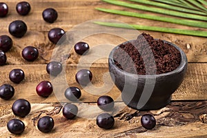 Euterpe oleracea - Acai berry powder in bowl