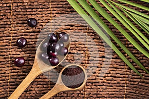 Euterpe oleracea - Acai berry powder in spoon