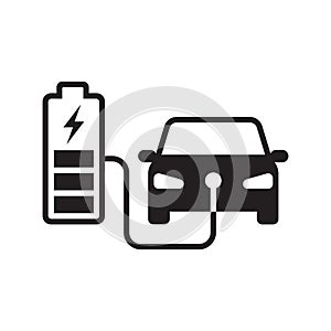 EV car charging battery icon, Electric car refueling energy symbol, Hybrid vehicles eco friendly concept, Vector illustration.