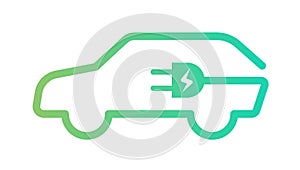 EV car electric vehicle charger logo icon. Hybrid ev car station eco sign green automobile symbol.