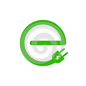 EV car electric vehicle charger logo icon. Hybrid ev car station eco sign green automobile symbol.