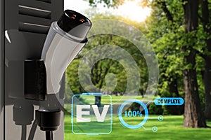 EV Car parking service maintenance technology car 2024 innovation service park background