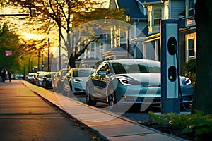 EV cars near a charging station