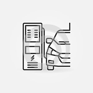 EV Charging at Recharging Point outline vector icon