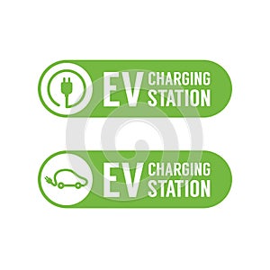 EV charging station banner. Electric vehicle charging station, electric recharging point. photo
