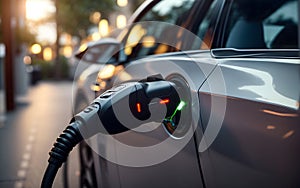 EV charging station for electric car in concept. Charge EV car vehicle electric battery on station