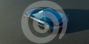 EV concept car on asphalt road. 3d rendering with my own creative design