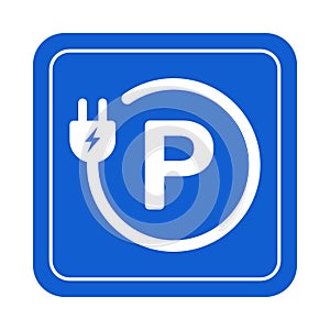 EV electric car park charging station sign icon vector green energy concept for graphic design, logo, web site, social media,