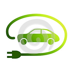 EV electric car with plug icon vector green energy concept for graphic design, logo, web site, social media, mobile app, ui