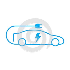 EV electric car with plug icon vector green energy concept for graphic design, logo, web site, social media, mobile app, ui