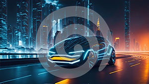 EV electric car system futuristic car in night