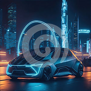EV electric car system futuristic car in night