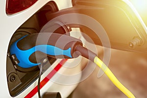 EV or Electric Vehicle Charging Energy From Charging Cable