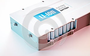 EV electric vehicle Li-Ion battery concept. Close up view. 3d