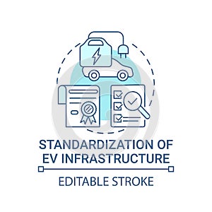 EV infrastructure standardization concept icon.