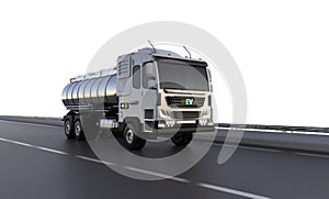 Ev logistic oil tank semi trailer truck or lorry on highway road
