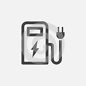 Ev station icon, vector logo, linear pictogram isolated on white, pixel perfect illustration.