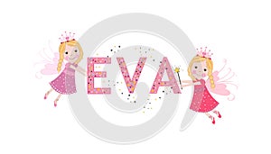 Eva female name with cute fairy