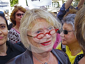 Eva Joly, Green Party, at Feminist Demonstration,