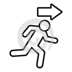 Evacuation direction icon outline vector. Pull help