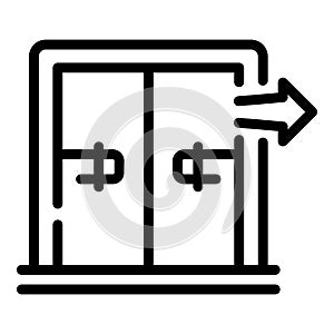 Evacuation pull doors icon, outline style