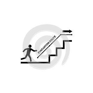 evacuation route or emergency stairs icon